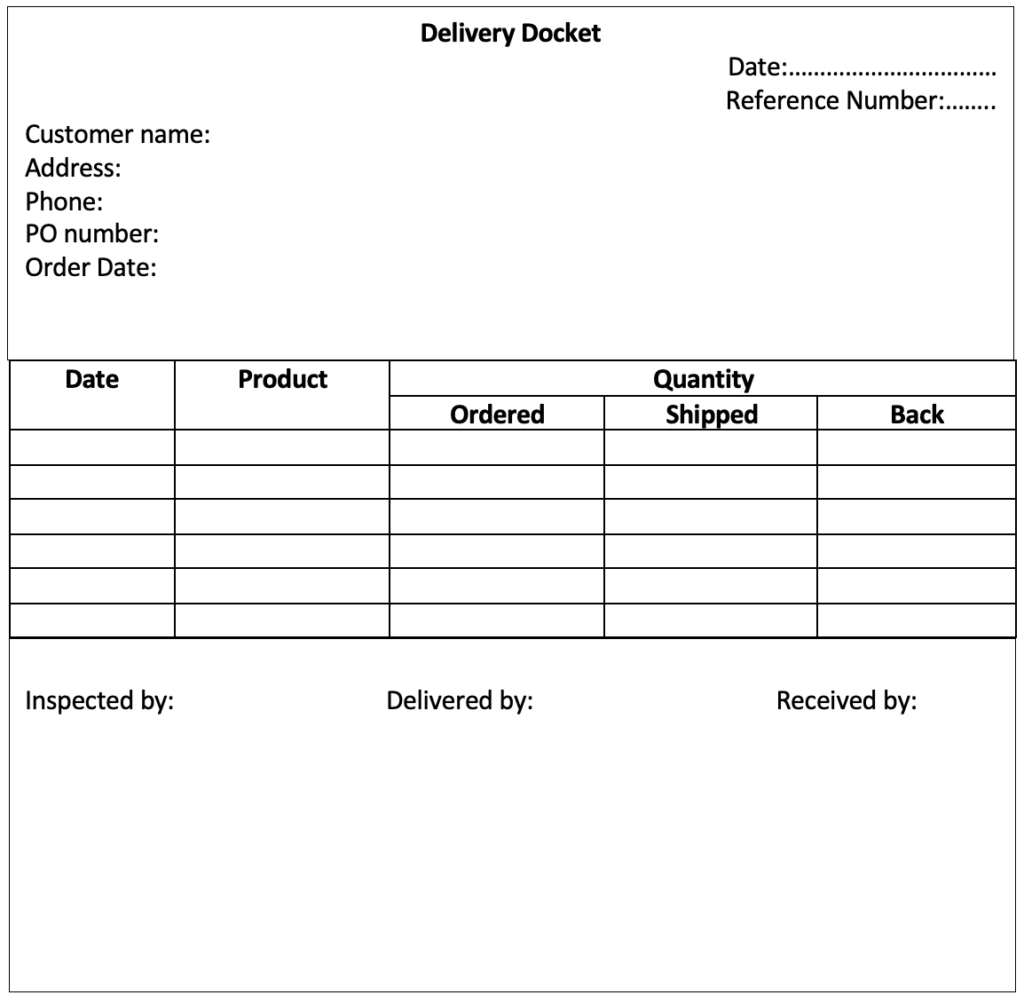 Delivery Docket  Elements  Template  Advantages - Accountinguide